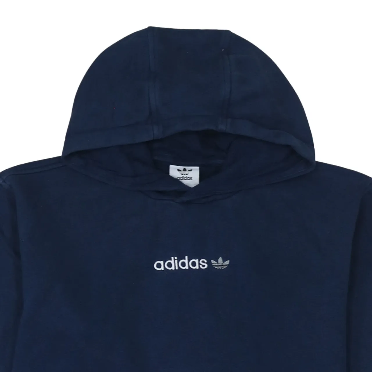 Adidas Navy Blue Hoodie Men's Large Trefoil Sleeve Print Embroidered Chest Logo Sweatshirt sold by Vintage Club product image thumbnail 3