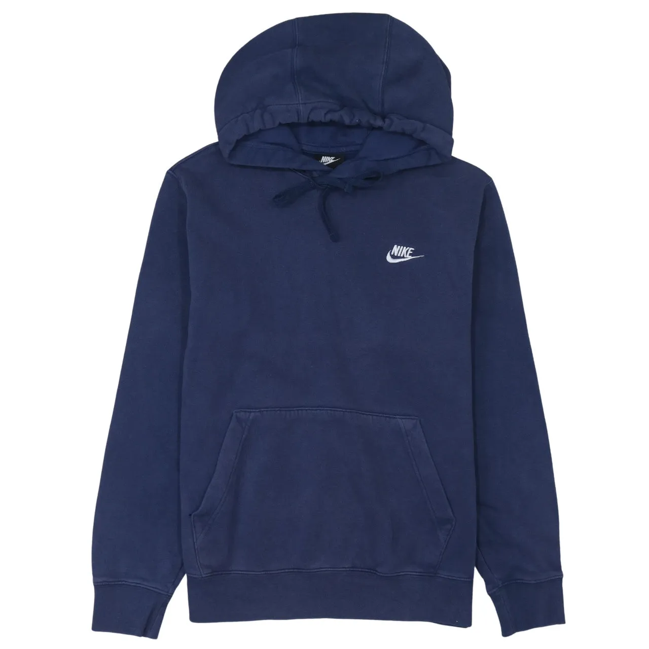 Nike Navy Blue Hoodie Men's Small Embroidered Swoosh Logo Front Pocket Pullover Sweatshirt sold by Vintage Club