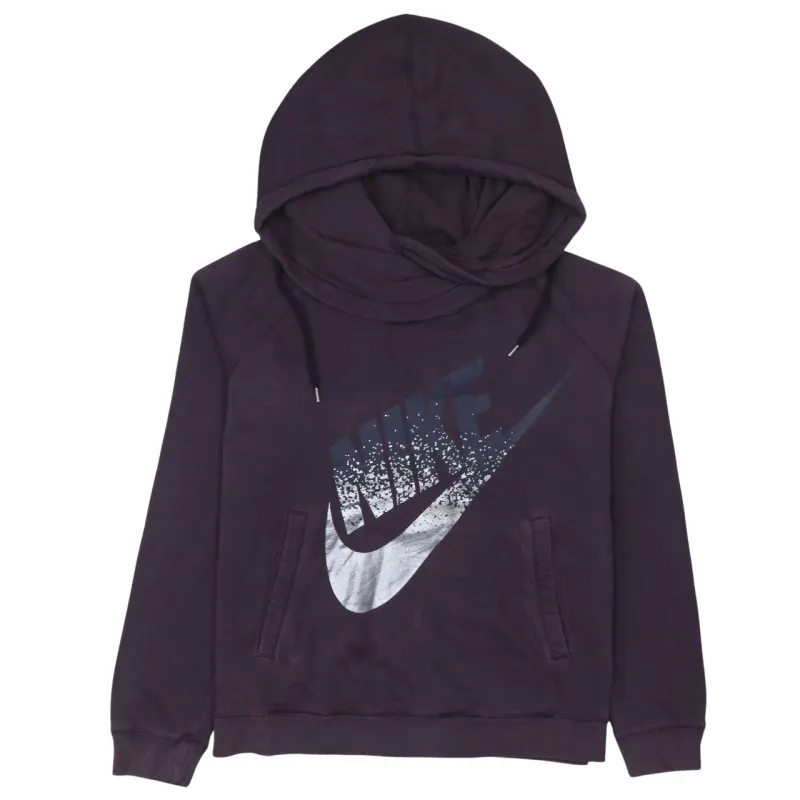Nike Dark Purple Hoodie Women’s Large Printed Logo Front Pouch Pockets Pullover Sweatshirt sold by Vintage Club