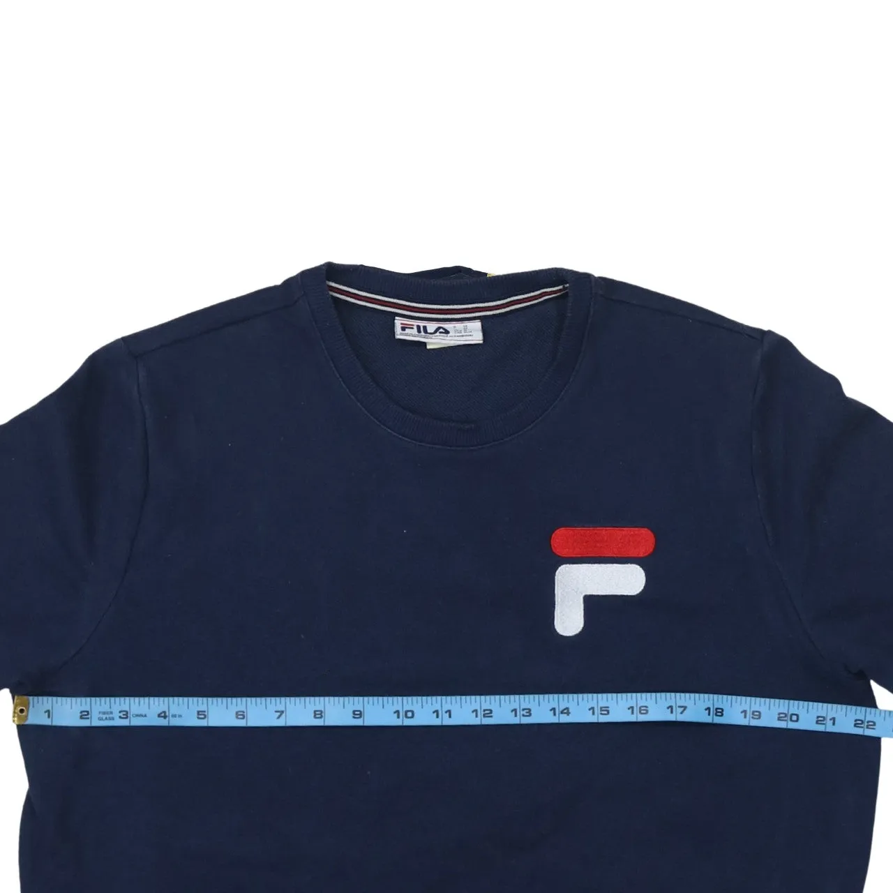 Fila Navy Blue Sweatshirt Men's Medium Embroidered Chest Logo Ribbed Cuffs Crewneck Pullover sold by Vintage Club product image thumbnail 5