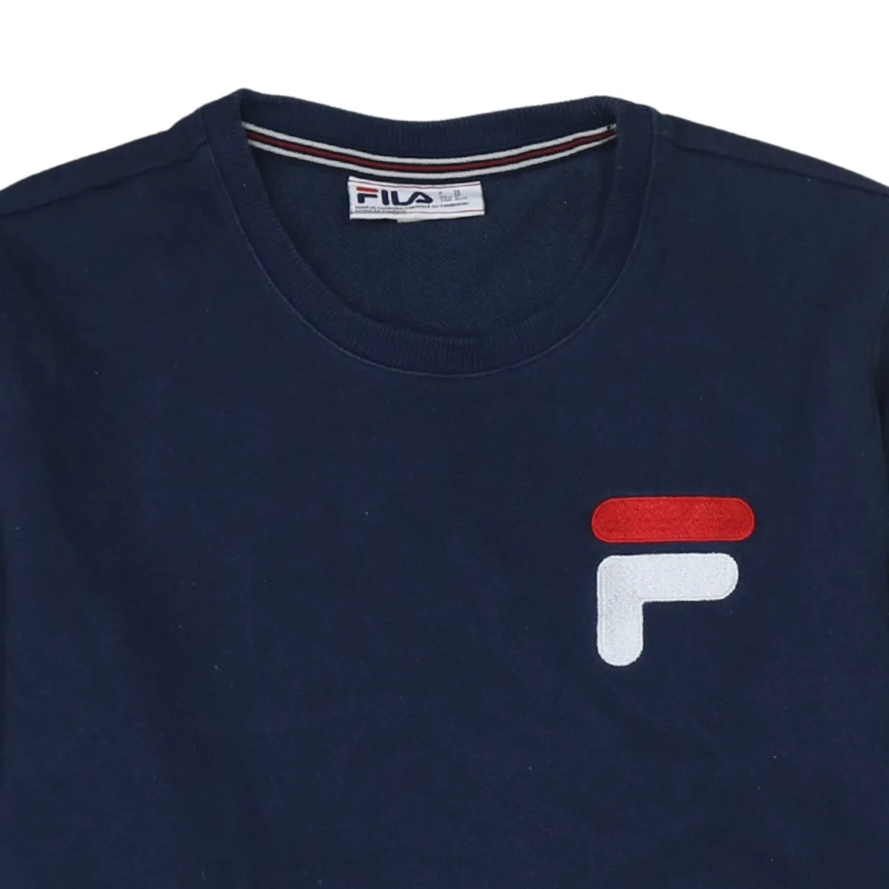 Fila Navy Blue Sweatshirt Men's Medium Embroidered Chest Logo Ribbed Cuffs Crewneck Pullover sold by Vintage Club product image thumbnail 3