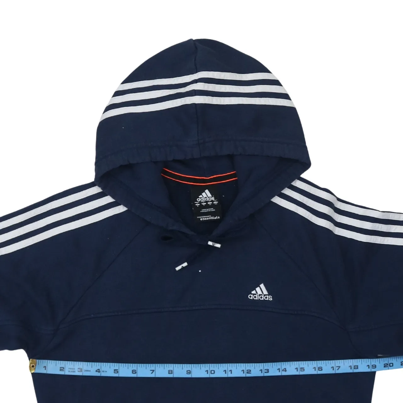 Adidas Navy Blue Hoodie Men's Small Three Stripe Sleeves Embroidered Logo Pullover Sweatshirt sold by Vintage Club product image thumbnail 5