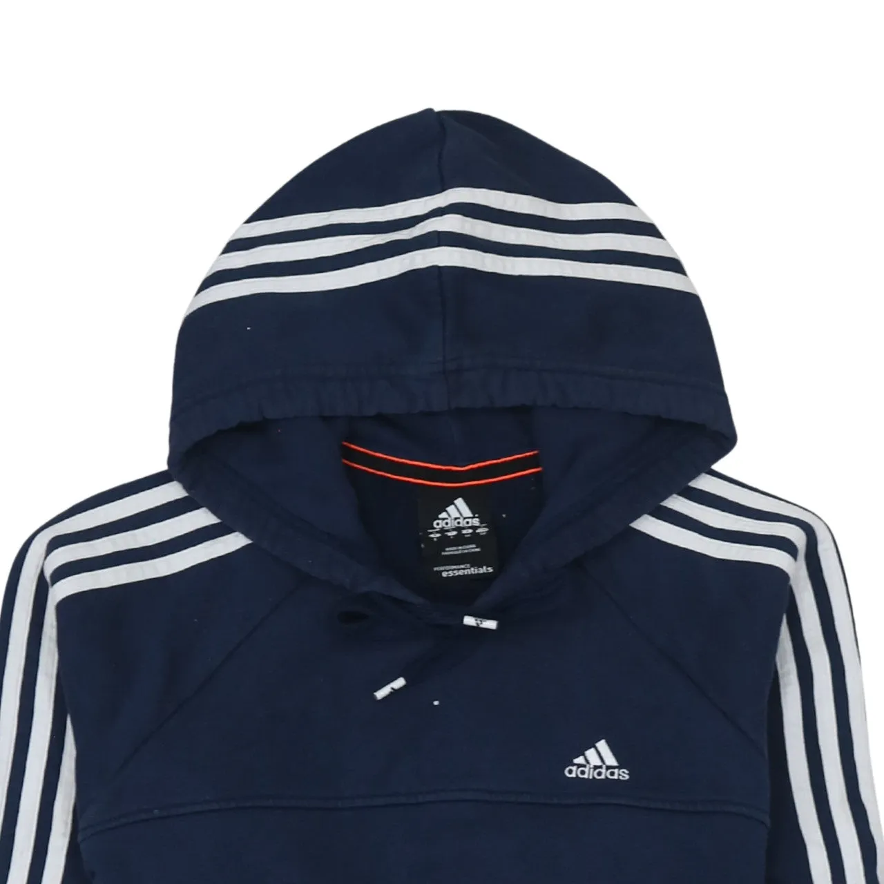 Adidas Navy Blue Hoodie Men's Small Three Stripe Sleeves Embroidered Logo Pullover Sweatshirt sold by Vintage Club product image thumbnail 3