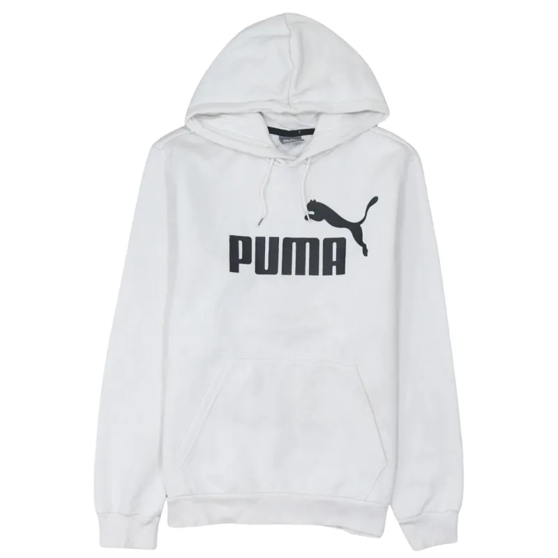 Puma White Hoodie Men's Small Printed Logo Front Pocket Pullover Sweatshirt sold by Vintage Club