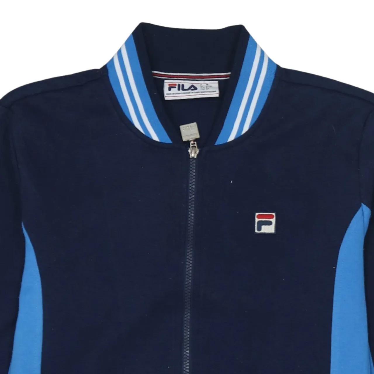 Fila Navy Blue Track Jacket Men's Small Embroidered Chest Logo Striped Collar Cuffs Top sold by Vintage Club product image thumbnail 3