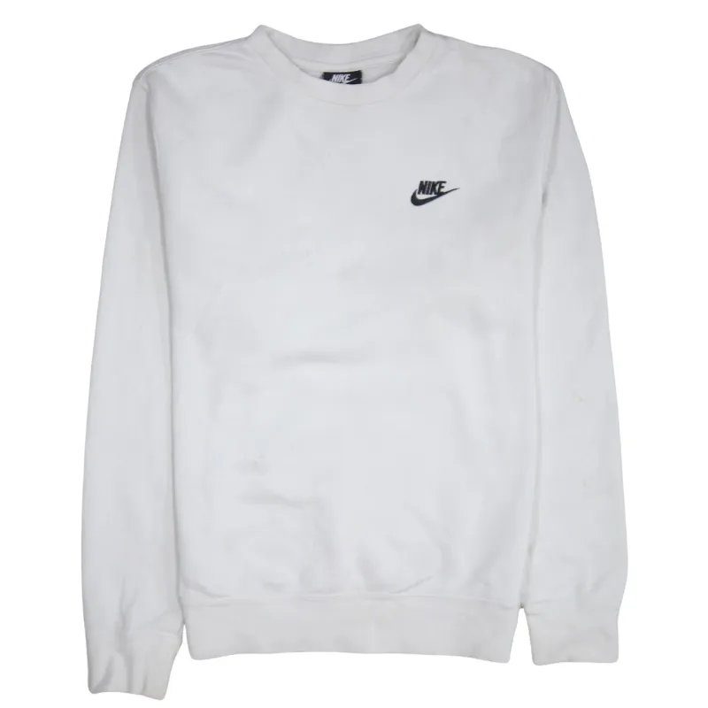 Nike White Sweatshirt Men's XSmall Embroidered Swoosh Logo Crewneck Pullover Fleece Top sold by Vintage Club