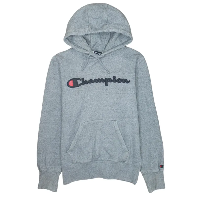 Champion Grey Hoodie Men's Small Embroidered Script Logo Front Pocket Pullover Sweatshirt sold by Vintage Club