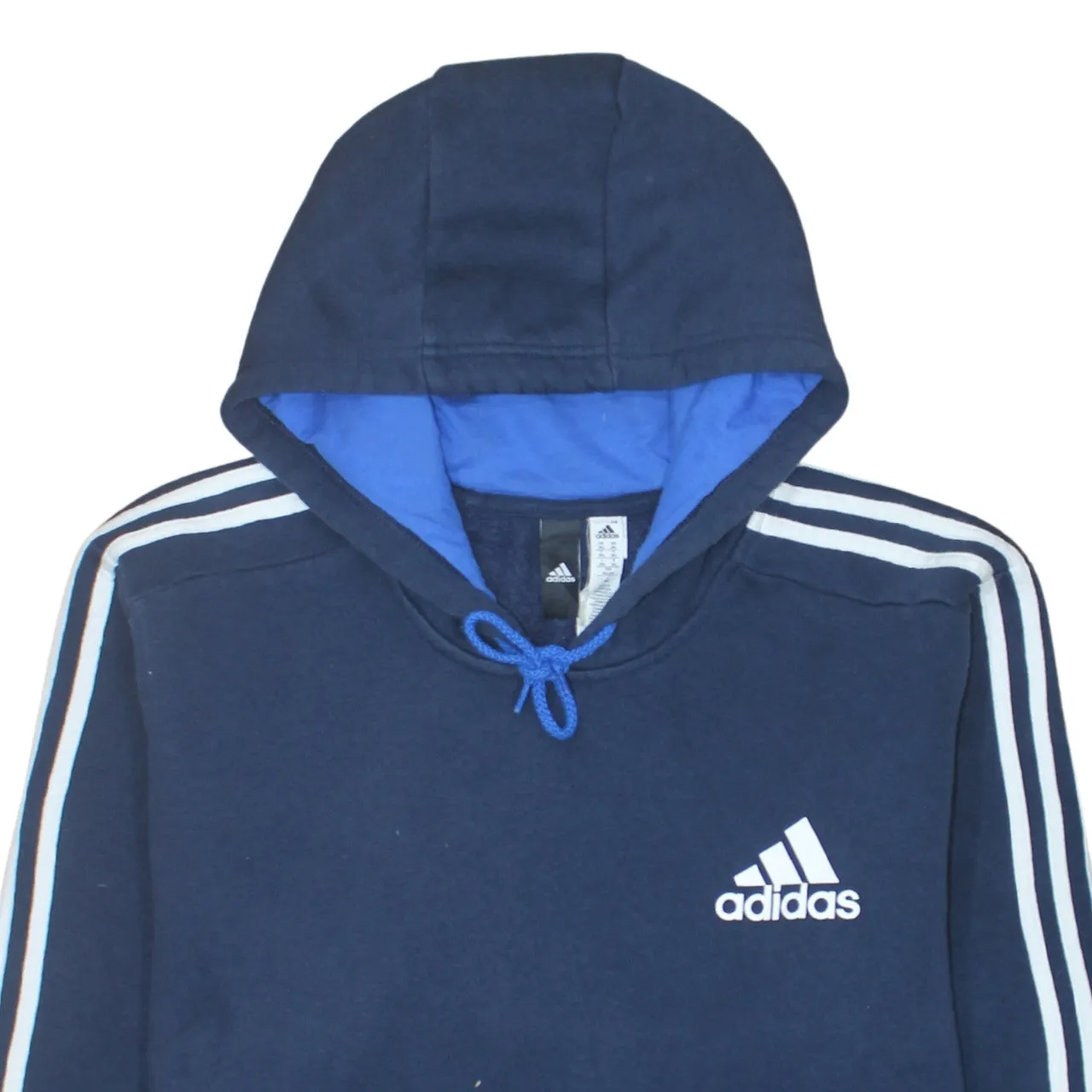 Adidas Navy Blue Hoodie Women’s XXL Embroidered Chest Logo Three Stripe Sleeves Pullover Sweatshirt sold by Vintage Club product image thumbnail 3