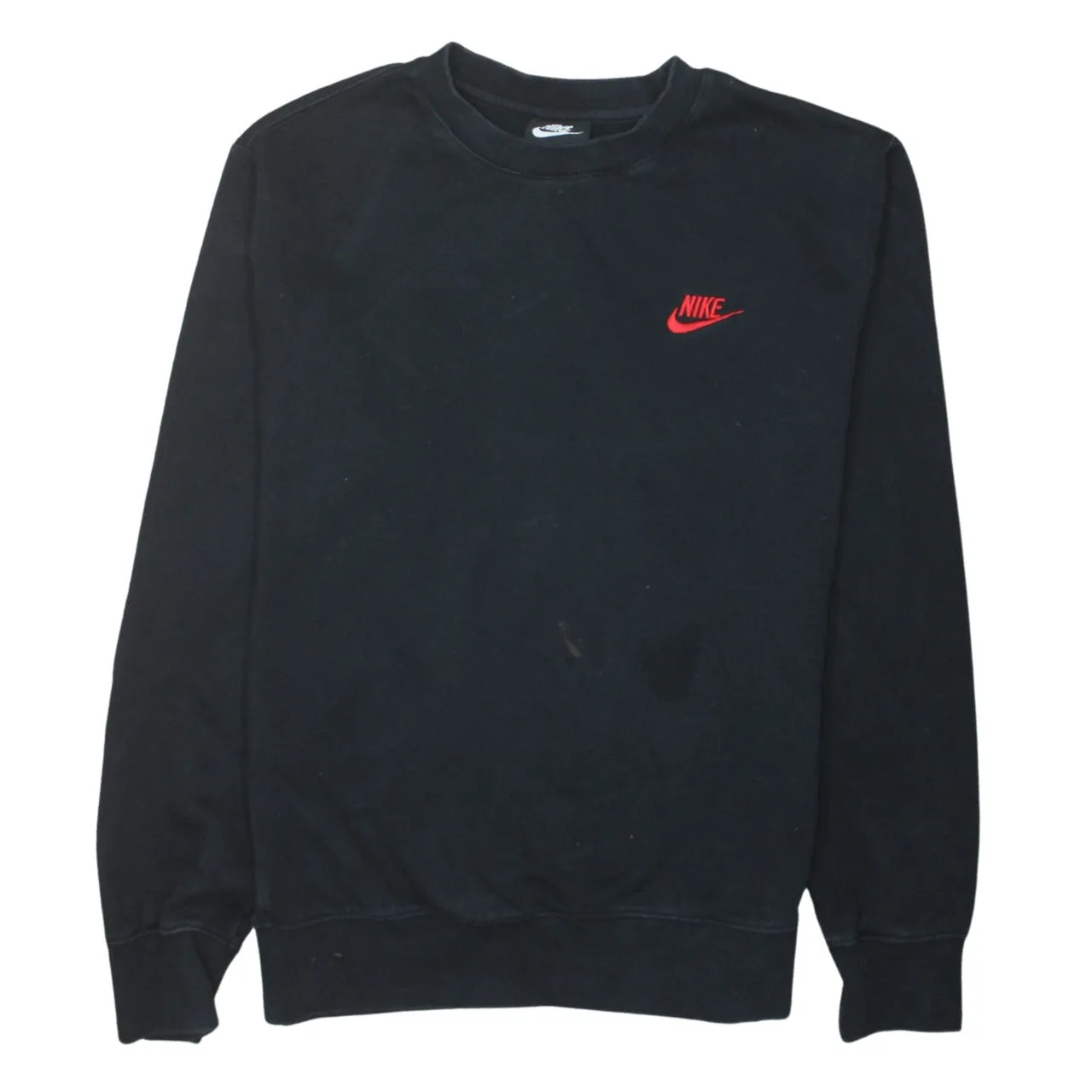 Nike Black Sweatshirt Men's Small Embroidered Red Swoosh Logo Crewneck Pullover Top sold by Vintage Club
