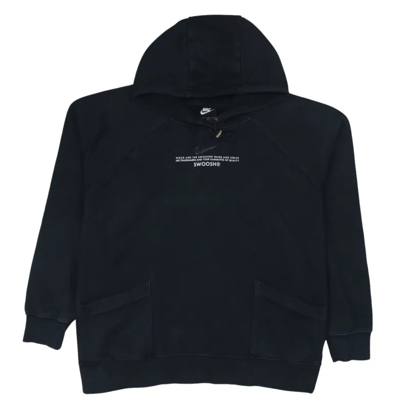 Nike Black Hoodie Women's XXLarge Printed Swoosh Text Front Slip Pockets Pullover Sweatshirt sold by Vintage Club