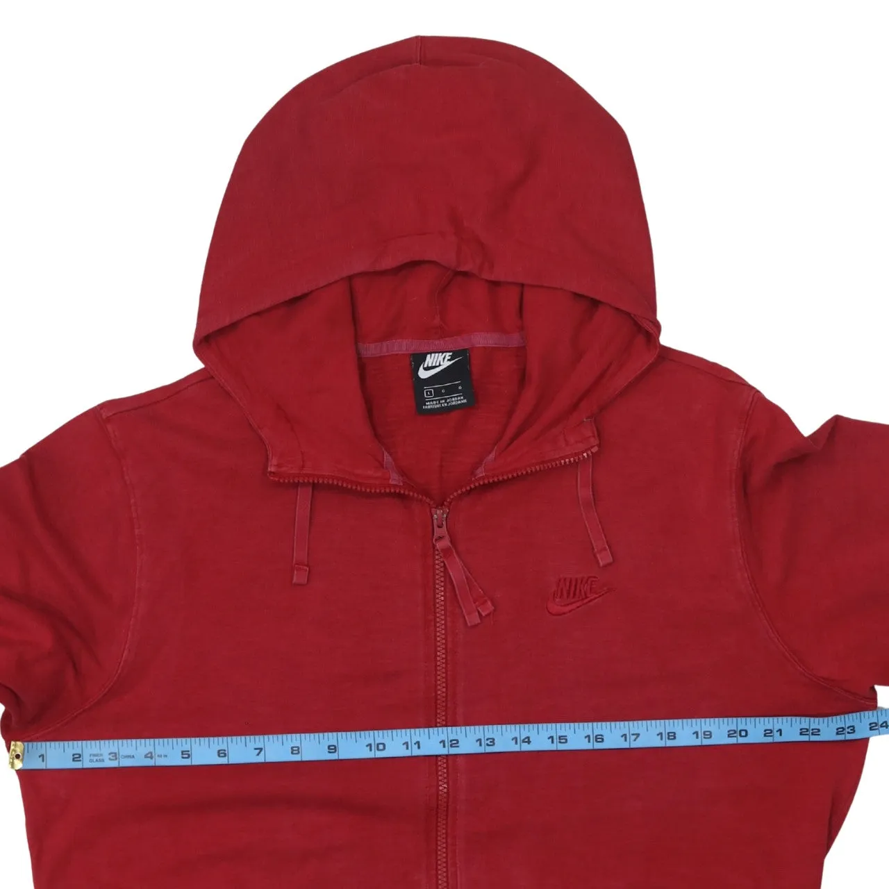 Nike Burgundy Red Hoodie Men's Large Full Zip Embroidered Chest Logo Front Pockets Sweatshirt sold by Vintage Club product image thumbnail 5