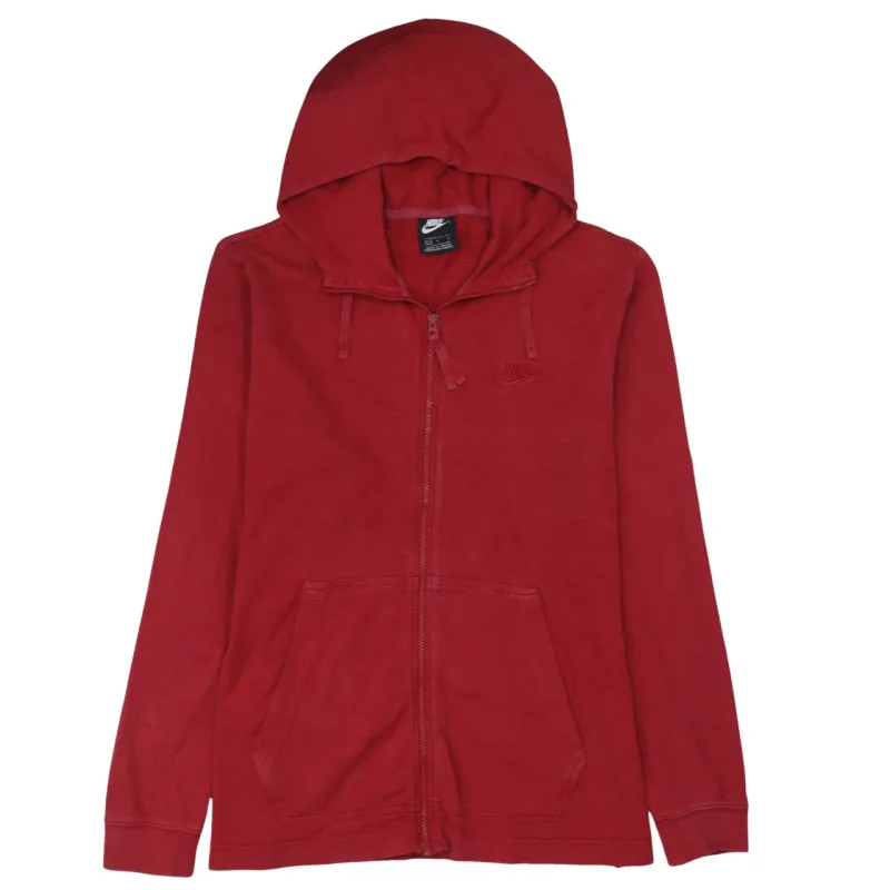 Nike Burgundy Red Hoodie Men's Large Full Zip Embroidered Chest Logo Front Pockets Sweatshirt sold by Vintage Club