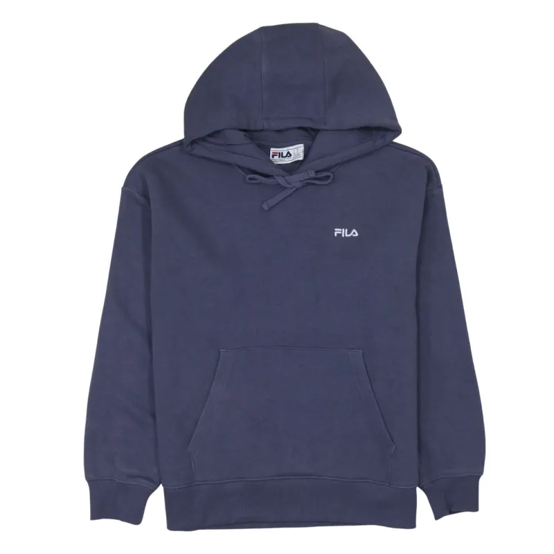 Fila Navy Blue Hoodie Women’s Medium Embroidered Chest Logo Drawstring Pullover Sweatshirt sold by Vintage Club