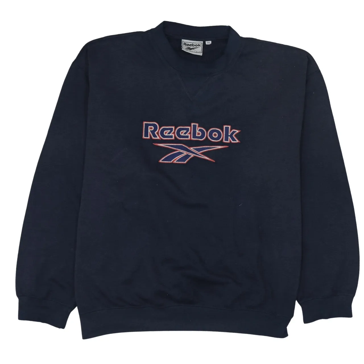 Reebok Navy Blue Sweatshirt Women’s XXLarge Embroidered Logo Crewneck Pullover Fleece Top sold by Vintage Club