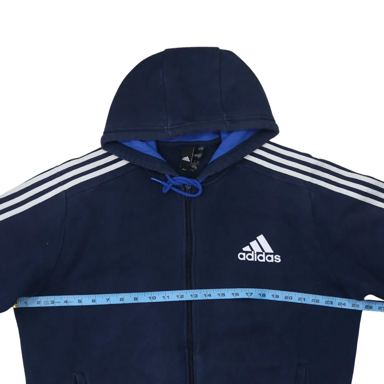 Adidas Navy Blue Hoodie Women’s XLarge Full Zip Three Stripe Sleeves Embroidered Logo Top sold by Vintage Club product image thumbnail 5