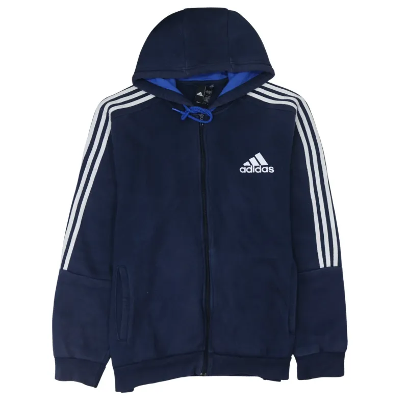 Adidas Navy Blue Hoodie Women’s XLarge Full Zip Three Stripe Sleeves Embroidered Logo Top sold by Vintage Club