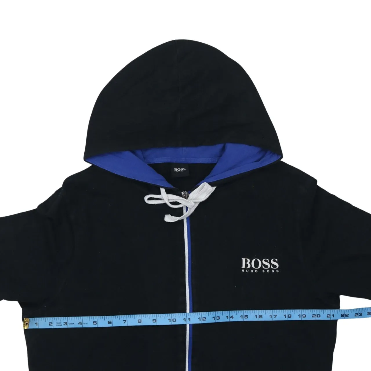 HUGO BOSS Black Zip Hoodie Women’s XLarge Embroidered Chest Logo Blue Lined Hood Casual Top sold by Vintage Club product image thumbnail 5