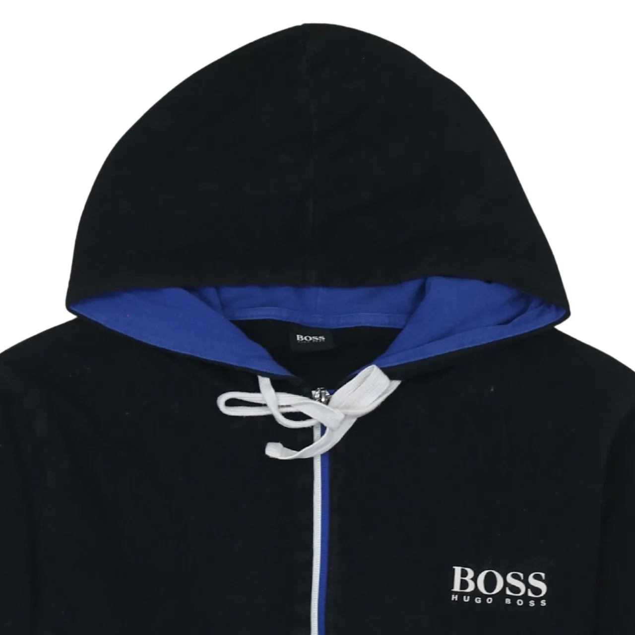 HUGO BOSS Black Zip Hoodie Women’s XLarge Embroidered Chest Logo Blue Lined Hood Casual Top sold by Vintage Club product image thumbnail 3