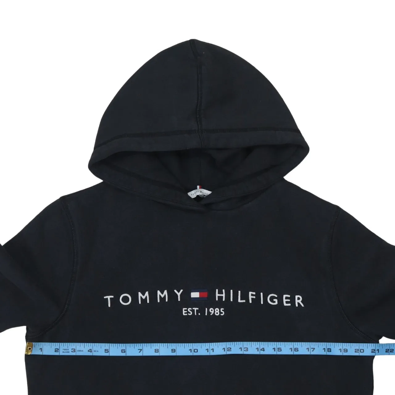 Tommy Hilfiger Black Hoodie Men's Small Printed Logo Est 1985 Pullover Sweatshirt sold by Vintage Club product image thumbnail 5