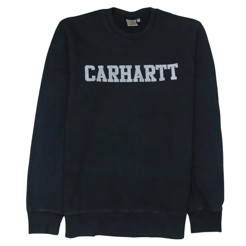 Carhartt Black Sweatshirt Women's Large Embroidered Logo Crewneck Pullover Fleece Top sold by Vintage Club