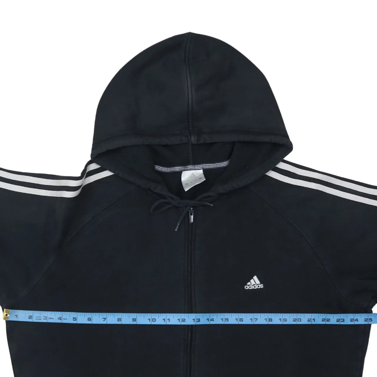 Adidas Black Full Zip Hoodie Women’s XLarge Three Stripe Sleeves Embroidered Logo Sweatshirt sold by Vintage Club product image thumbnail 5