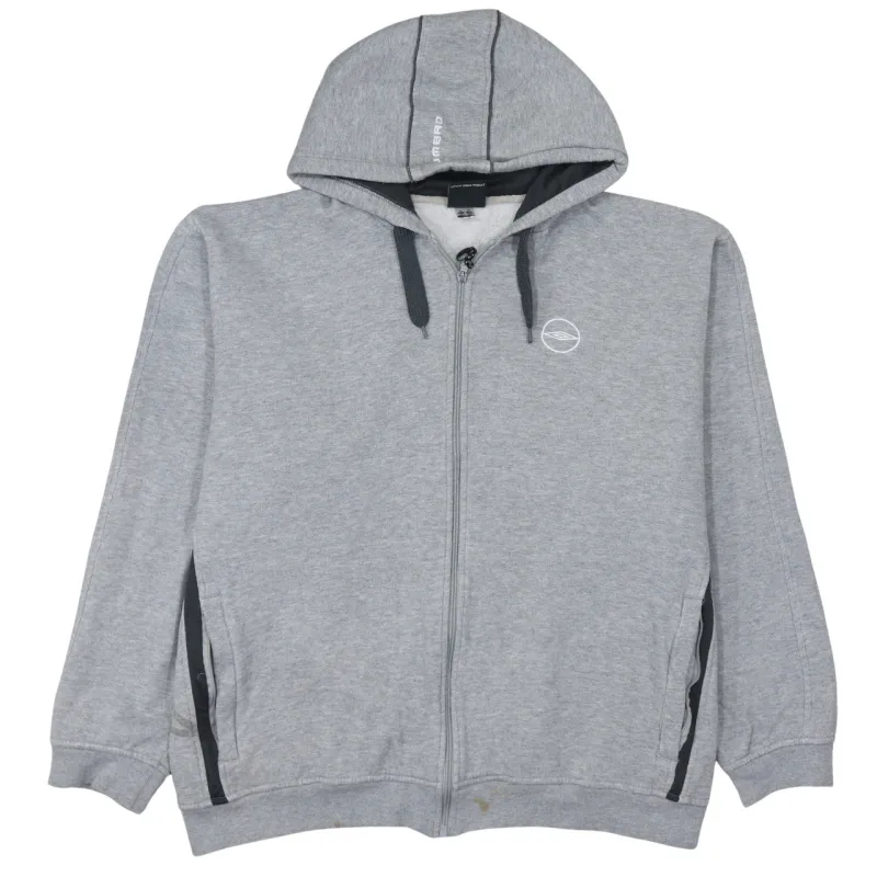 Umbro Grey Full Zip Hoodie Men's XLarge Embroidered Chest Logo Contrast Zip Pockets Sweatshirt made by Umbro
