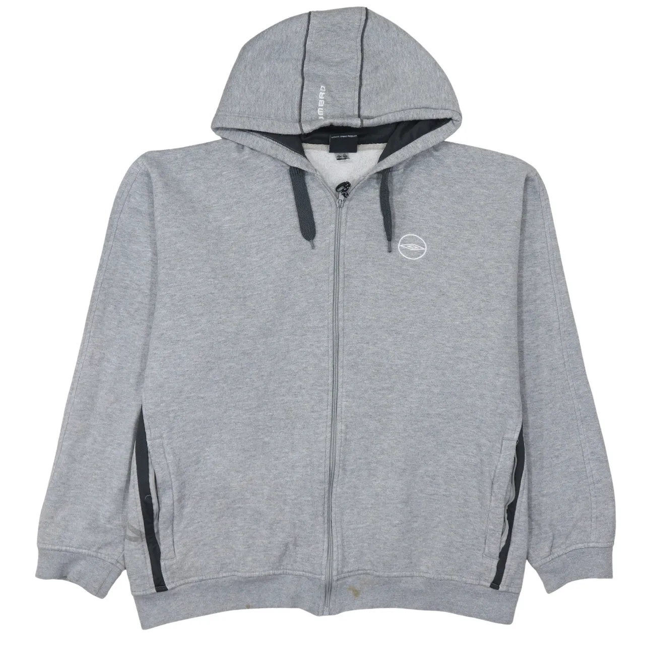 Umbro Grey Full Zip Hoodie Men's XLarge Embroidered Chest Logo Contrast Zip Pockets Sweatshirt sold by Vintage Club