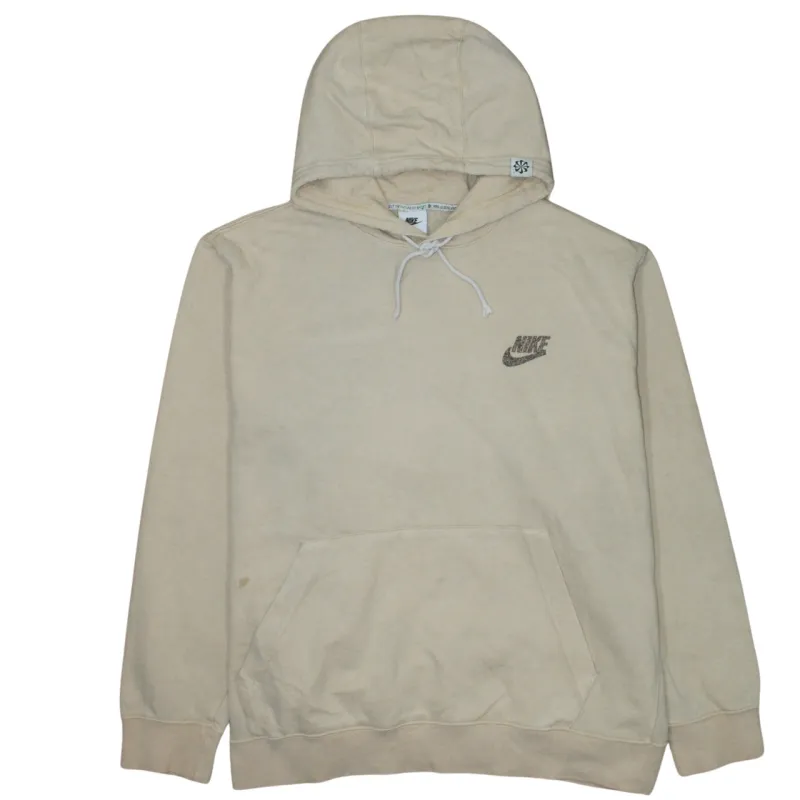Nike Beige Cream Hoodie Women’s XXLarge Embroidered Chest Logo Front Pocket Pullover Sweatshirt sold by Vintage Club