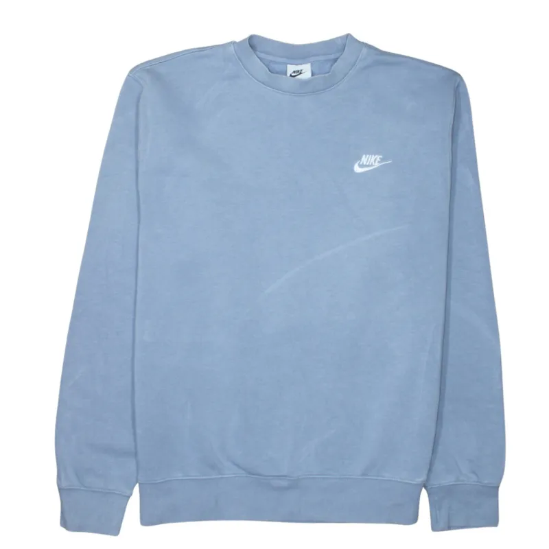 Nike Light Blue Sweatshirt Men's Medium Embroidered Swoosh Logo Crewneck Pullover Fleece Top sold by Vintage Club