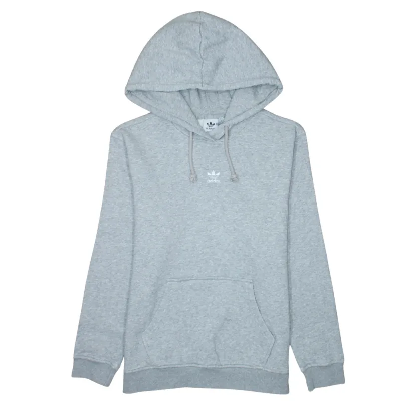 Adidas Grey Hoodie Women’s Medium Embroidered Trefoil Logo Drawstring Pullover Sweatshirt sold by Vintage Club