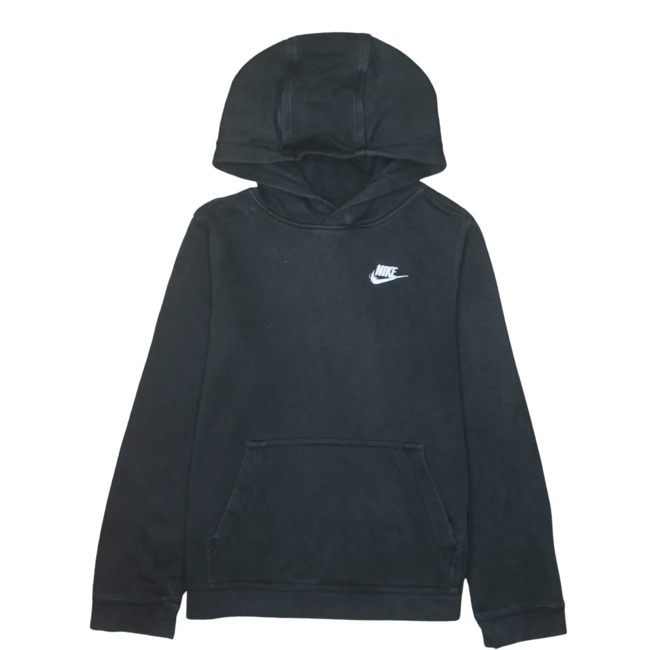 Nike Black Hoodie Women's Large Embroidered Swoosh Logo Front Pocket Pullover Sweatshirt sold by Vintage Club