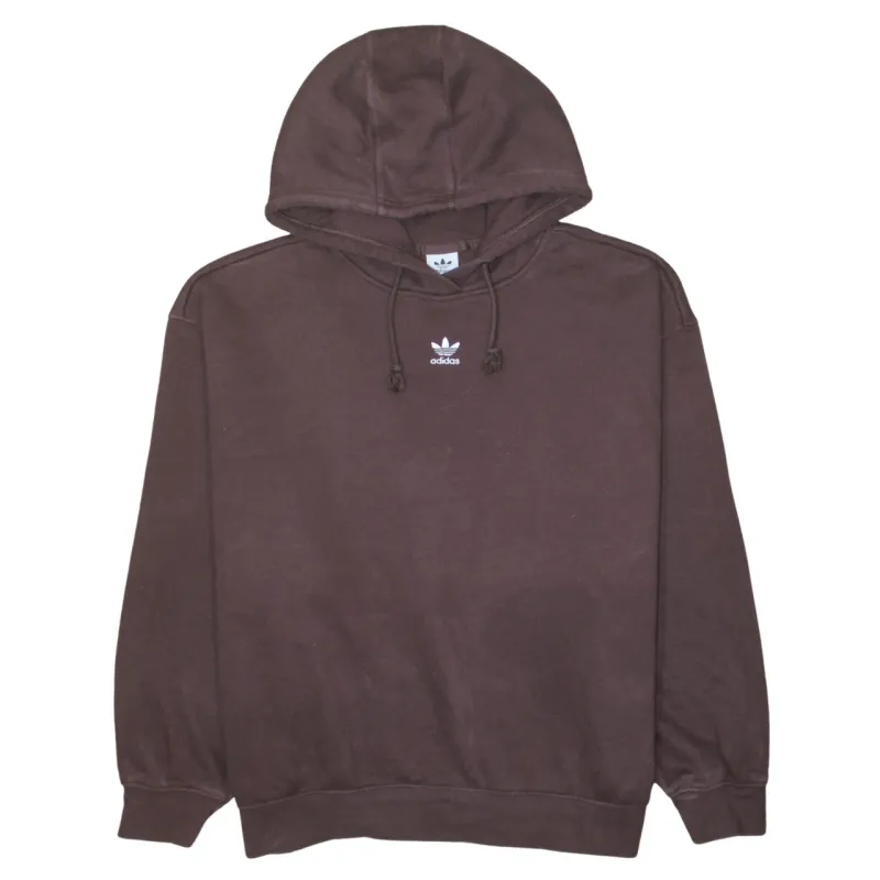 Adidas Dark Brown Hoodie Men's XXLarge Small Trefoil Embroidered Logo Pullover Sweatshirt made by Adidas