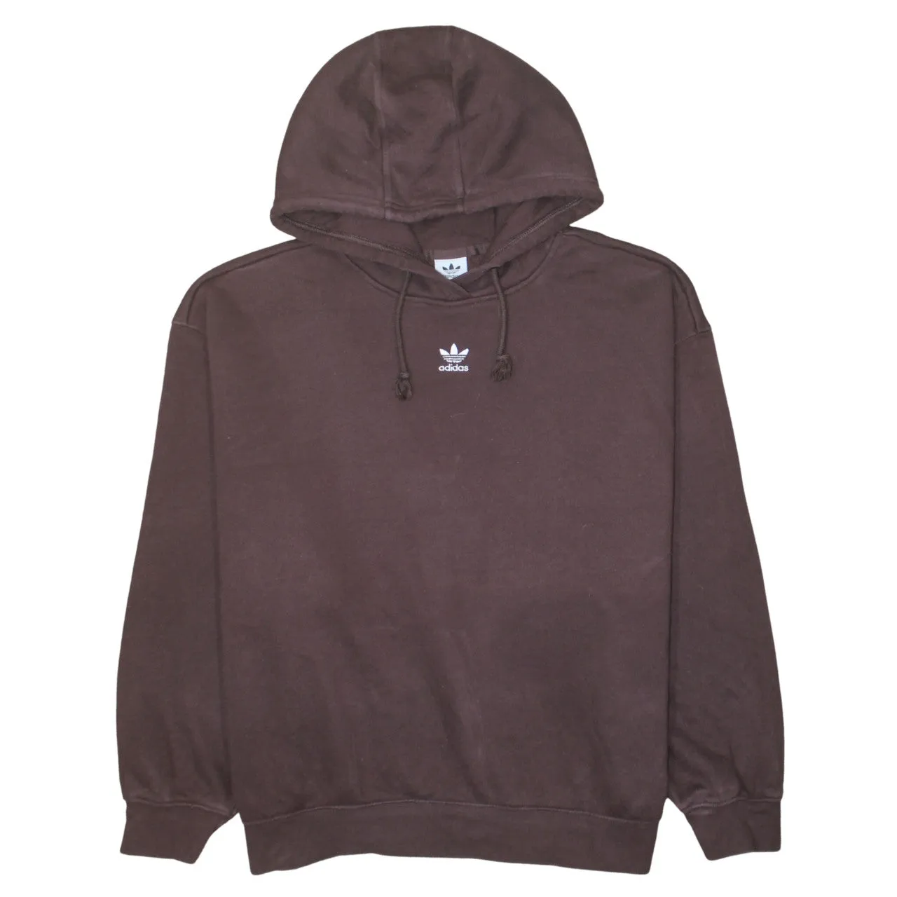 Adidas Dark Brown Hoodie Men's XXLarge Small Trefoil Embroidered Logo Pullover Sweatshirt sold by Vintage Club