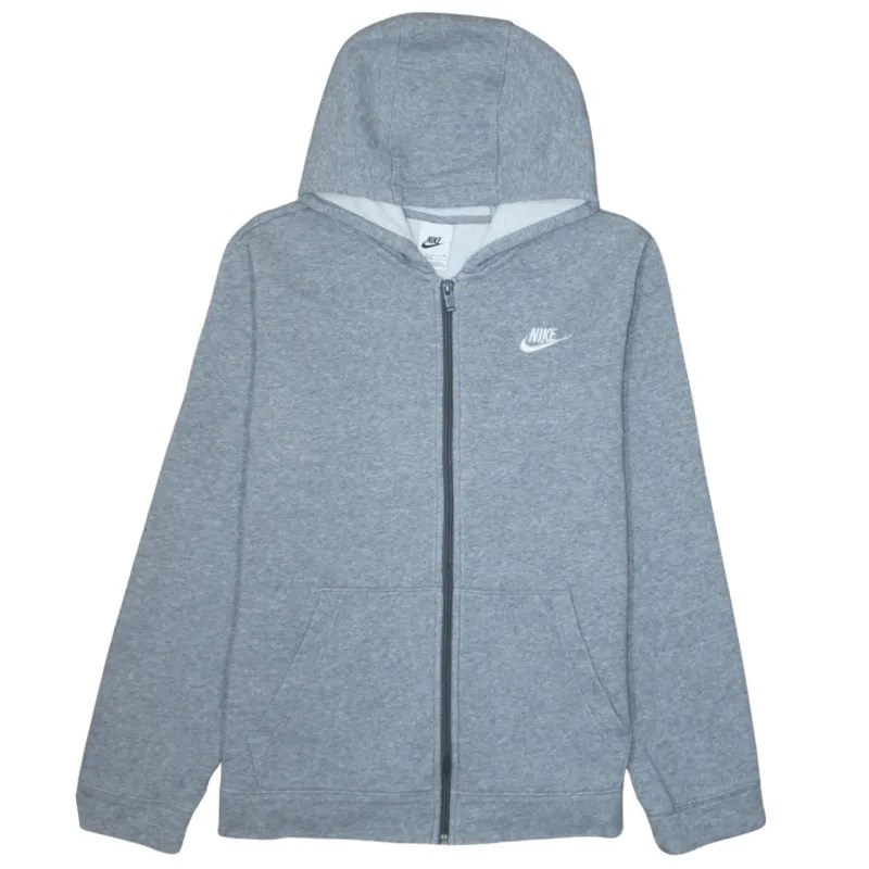 Nike Grey Full Zip Hoodie Women’s XLarge Embroidered Chest Logo Split Pocket Sweatshirt sold by Vintage Club