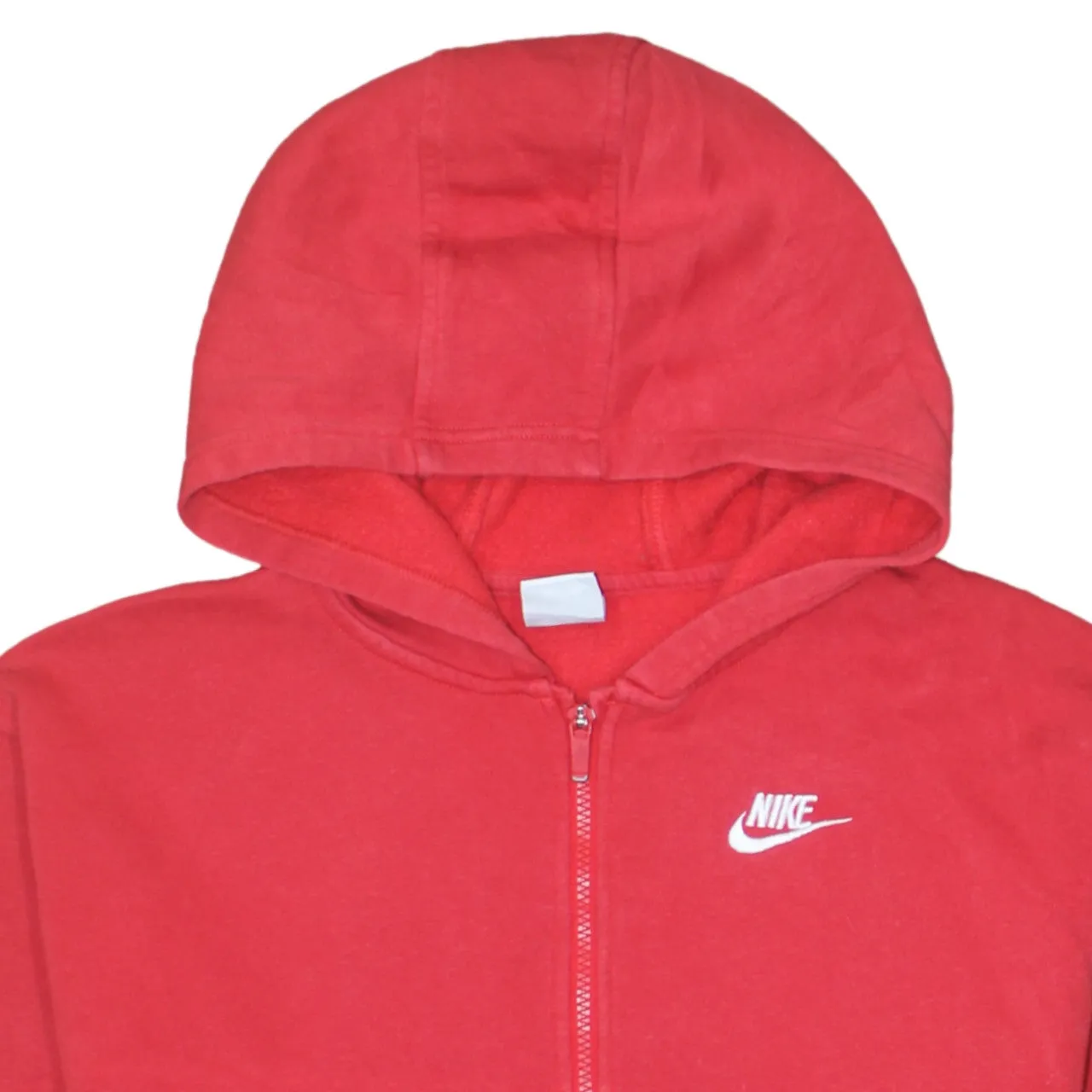 Nike Red Full Zip Hoodie Women’s Large Embroidered Swoosh Split Pocket Fleece Sweatshirt sold by Vintage Club product image thumbnail 3