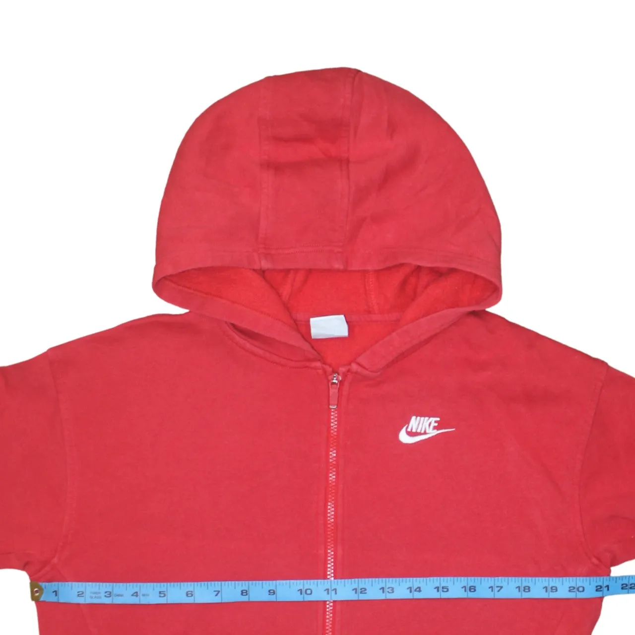 Nike Red Full Zip Hoodie Women’s Large Embroidered Swoosh Split Pocket Fleece Sweatshirt sold by Vintage Club product image thumbnail 5
