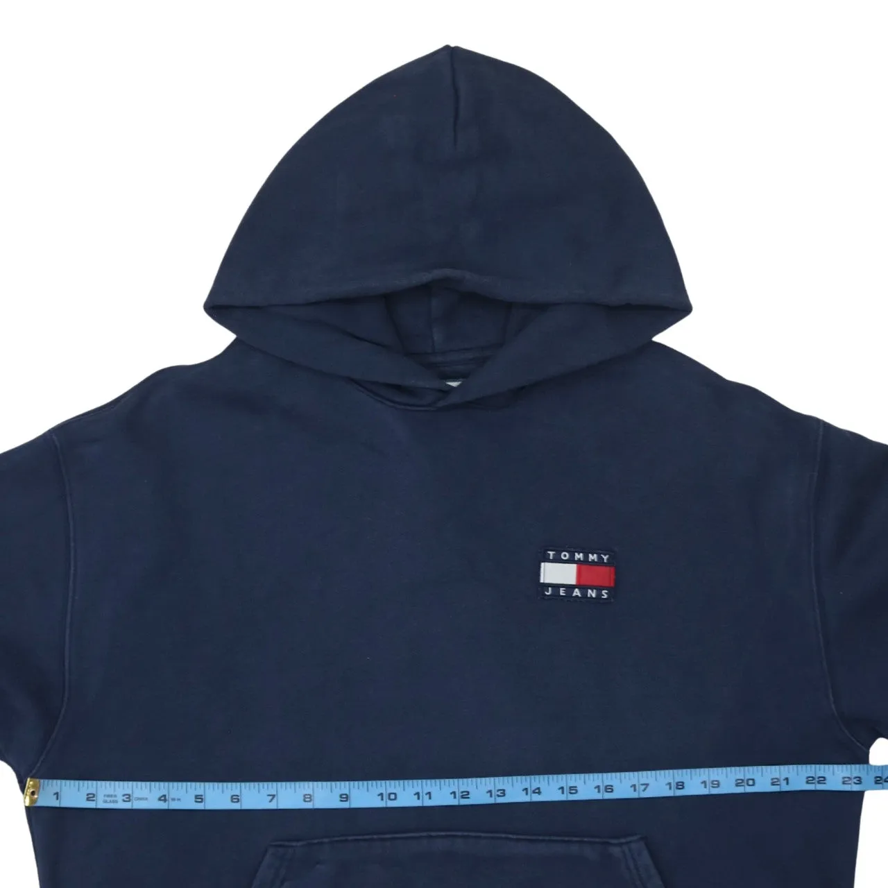 Tommy Jeans Navy Blue Hoodie Women’s Large Embroidered Chest Flag Logo Front Pocket Sweatshirt sold by Vintage Club product image thumbnail 5