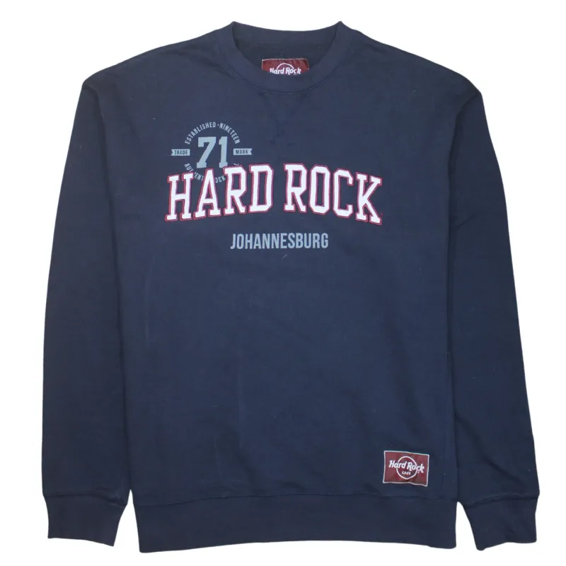 Hard Rock Cafe Navy Blue Sweatshirt Women's XLarge Printed Johannesburg Logo Pullover Crewneck sold by Vintage Club