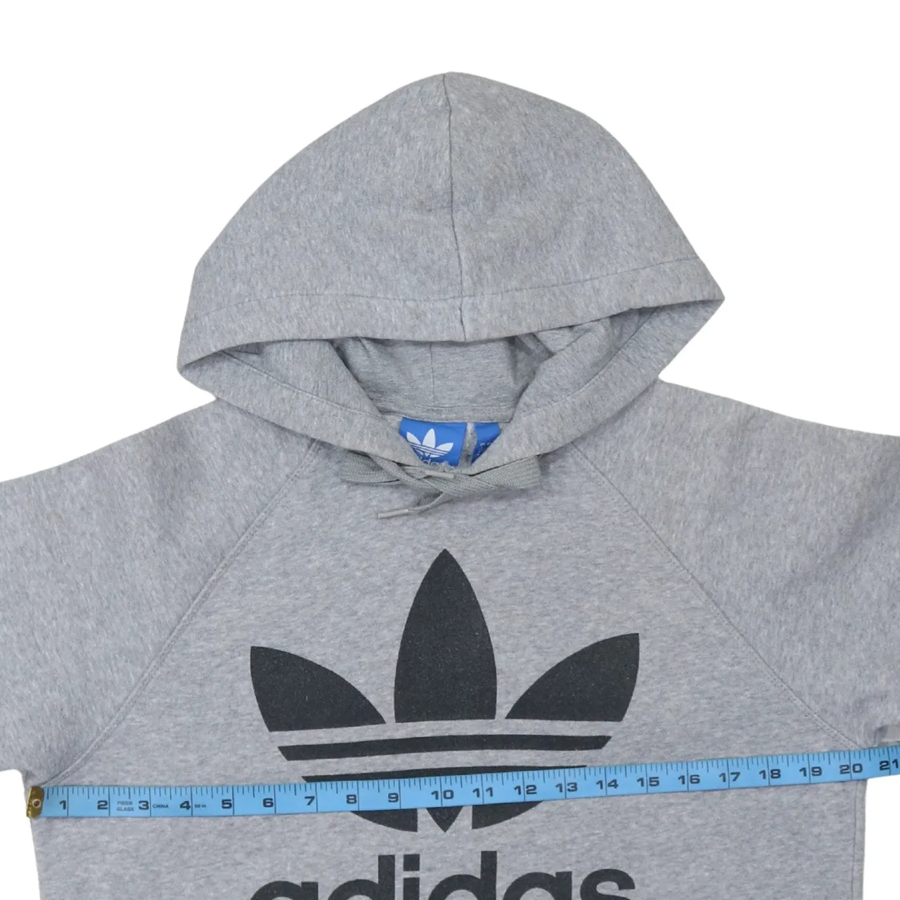 Adidas Grey Hoodie Men's Small Trefoil Printed Logo Pullover Fleece Sweatshirt Top sold by Vintage Club product image thumbnail 5