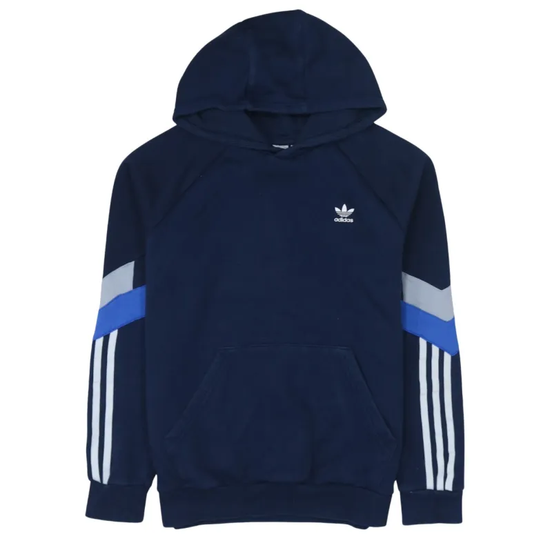 Adidas Navy Blue Hoodie Women’s Medium Trefoil Embroidered Logo Three Stripe Sleeve Pullover made by Adidas