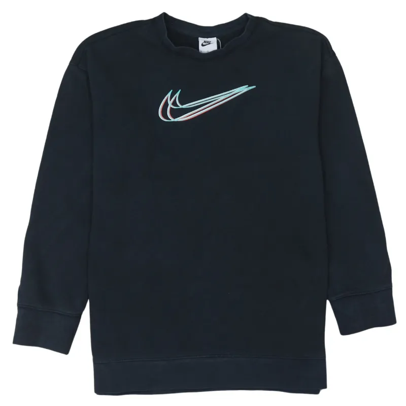 Nike Black Sweatshirt Women's XLarge Printed Multicolour Swoosh Logo Crewneck Pullover Top sold by Vintage Club