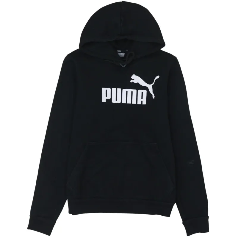 Puma Black Hoodie Women’s Medium Printed Logo Front Pocket Pullover Sweatshirt sold by Vintage Club