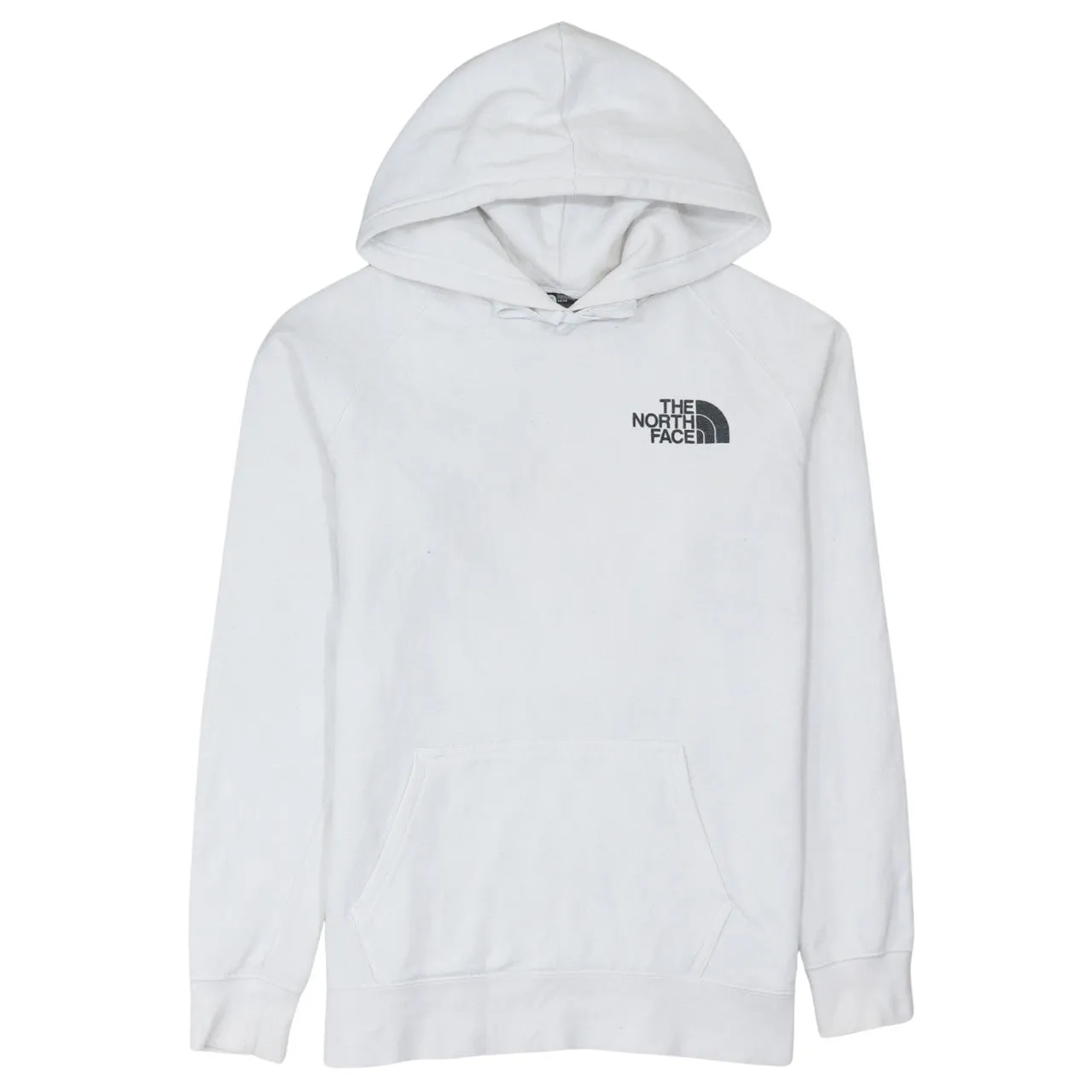 The North Face White Hoodie Women’s Medium Printed Logo Back Graphic Pullover Sweatshirt sold by Vintage Club