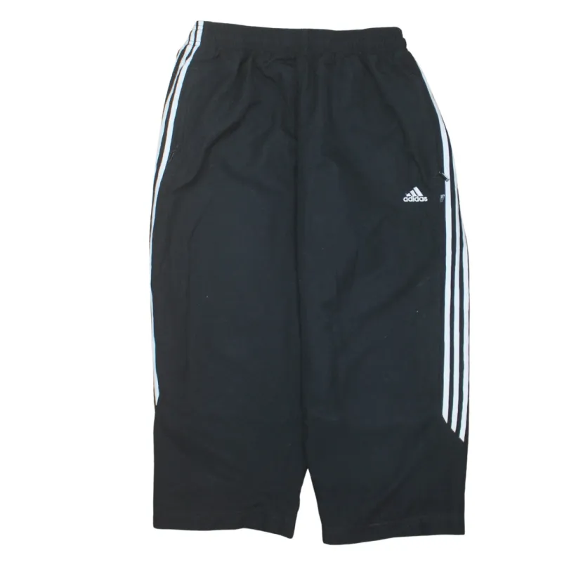 Adidas Black Three Stripe Trousers Women’s Medium Embroidered Logo Elastic Waist Track Pants sold by Vintage Club