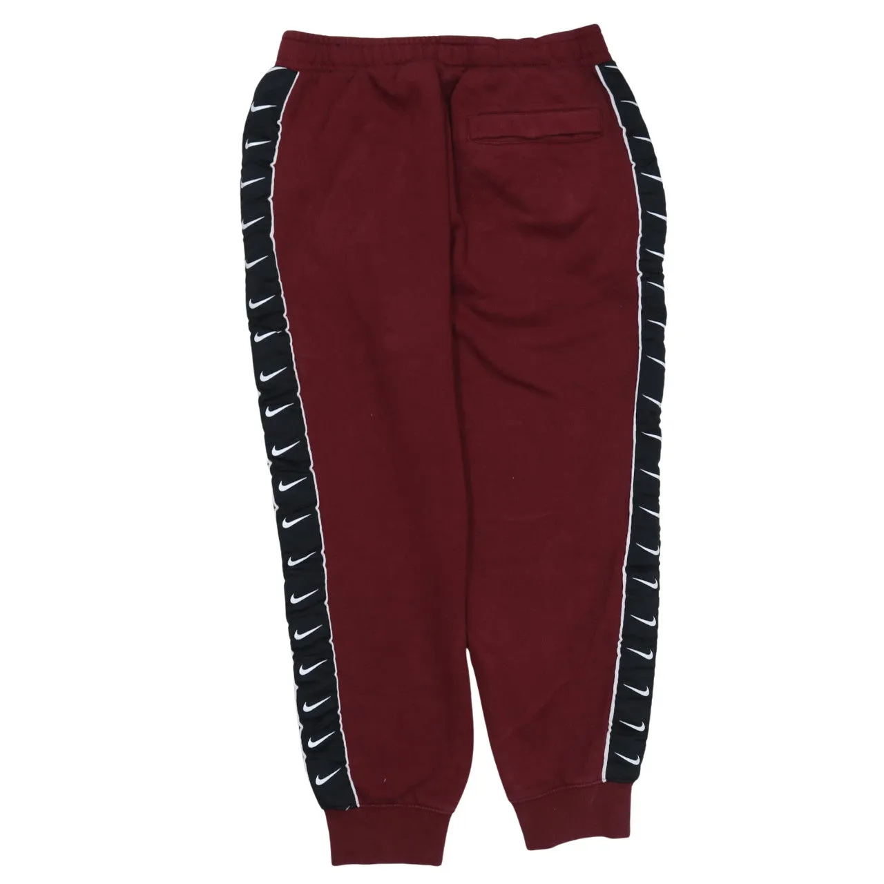 Nike Burgundy Red Joggers Men’s Medium Embroidered Swoosh Tape Side Cuffed Sweatpants sold by Vintage Club product image thumbnail 2