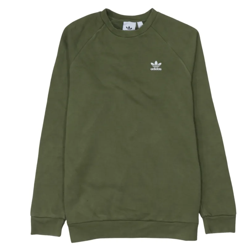 Adidas Khaki Green Sweatshirt Men's Small Embroidered Trefoil Logo Crewneck Pullover Top sold by Vintage Club