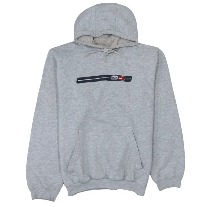 Nike Grey Hoodie Men's Small Embroidered Chest Logo Front Pocket Pullover Sweatshirt made by Nike