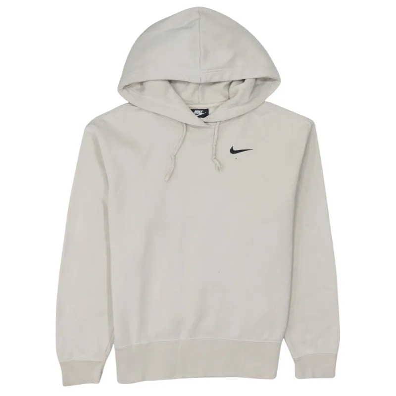 Nike Beige Cream Hoodie Men’s XSmall Embroidered Swoosh Drawstring Hood Pullover Sweatshirt made by Nike