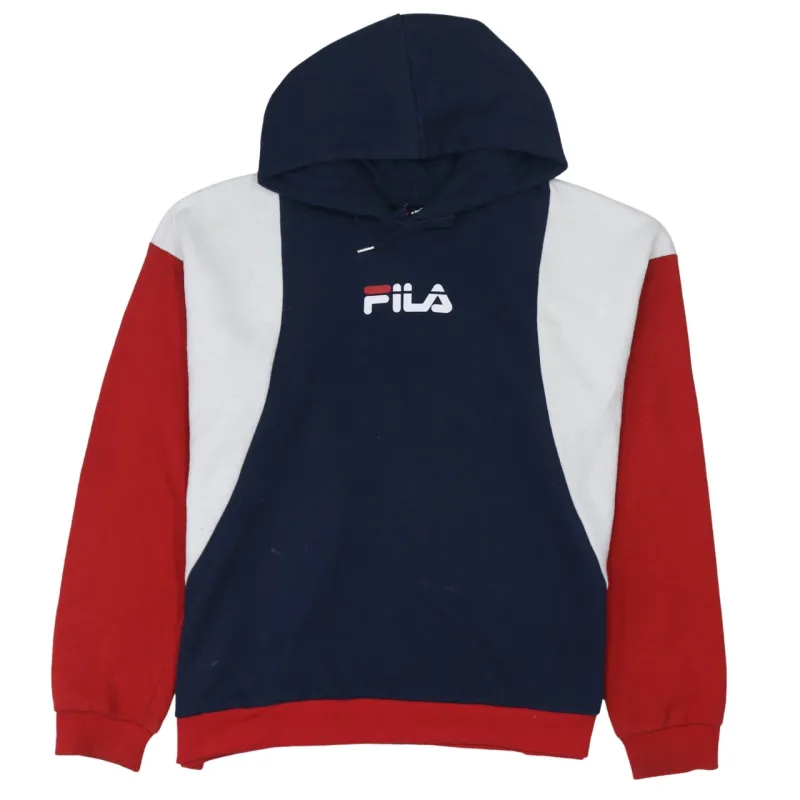 Fila Navy Colour Block Hoodie Men's XLarge Printed Logo Pullover Sweatshirt sold by Vintage Club
