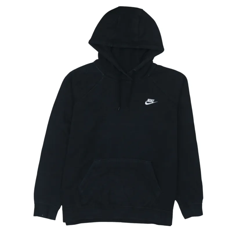 Nike Black Hoodie Women’s XLarge Embroidered Swoosh Logo Front Pocket Pullover Sweatshirt sold by Vintage Club